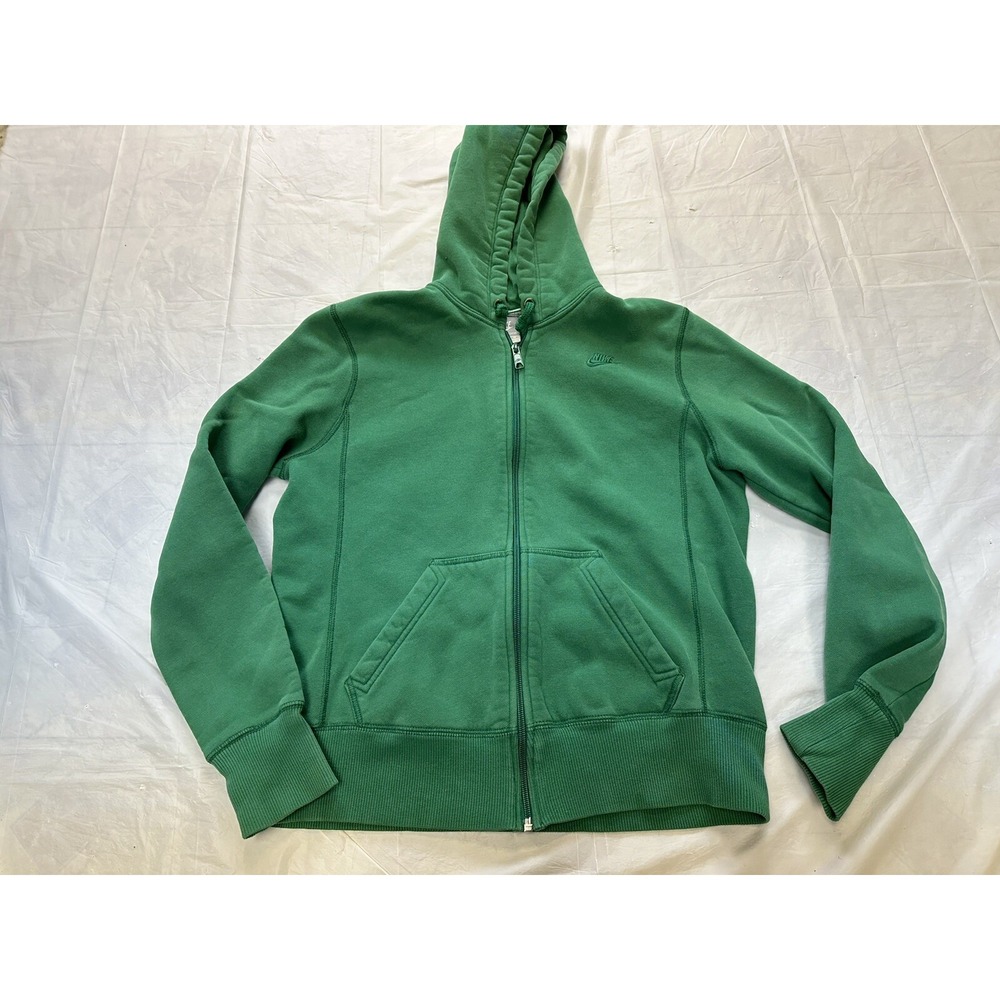 Vintage Nike Mini Swoosh Green Zipper Hoodie Sweatshirt Sz Medium